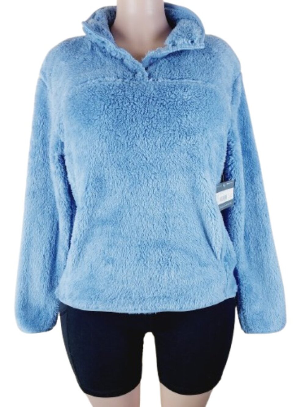 Eddie Bauer Women's Metal Blue Fast Fleece Plush Long Sleeve Pullover Size M